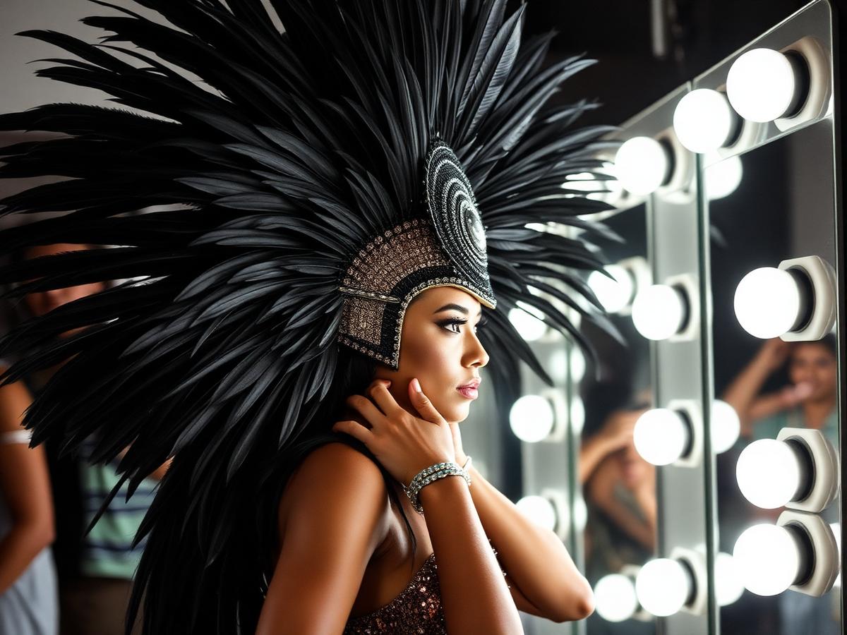 Bastidores da concentração antes do desfile