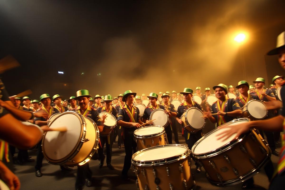 Bateria em apresentação técnica no Anhembi